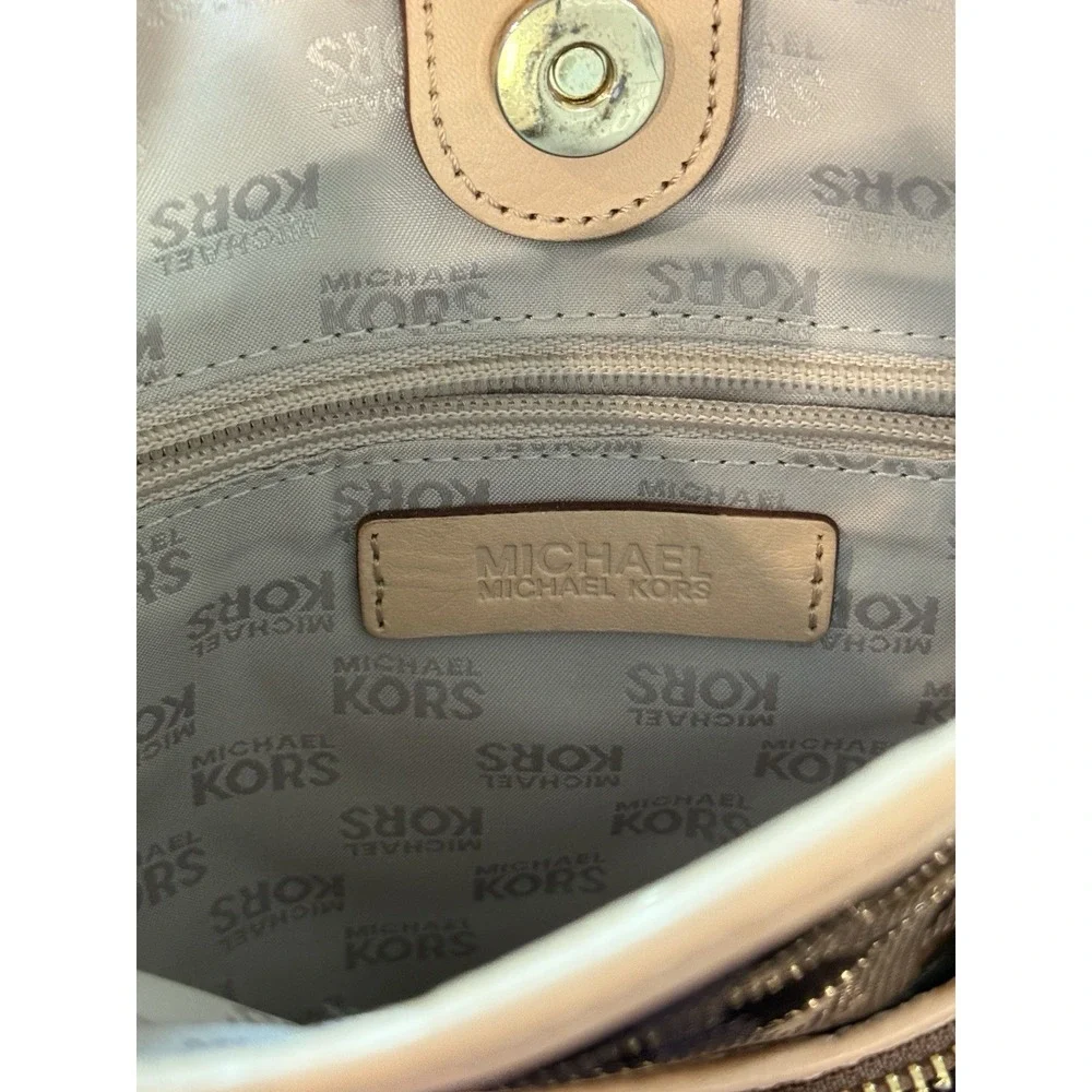 MICHAEL KORS JET SET SIGNATURE FLAT CROSSBODY 7X8.75 Cocoa LEATHER BAG